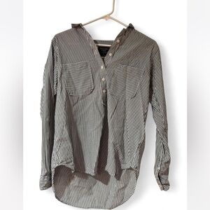 Abercrombie & Fitch Gray and White Striped Button-Down Shirt